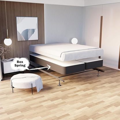 Treaton, 8-Inch Sturdy Wood Box Spring for Mattress Support - Durable and Fully Assembled, Natural Wood Foundation for Full, Gray