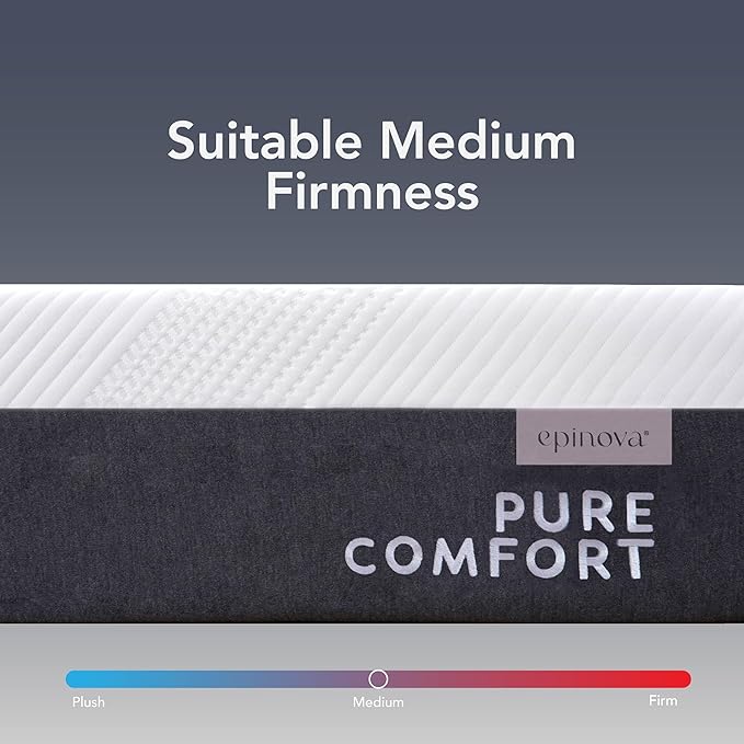 EPITEX Pure Comfort 12 Inch King Size Memory Foam Mattress – Air-Flow Memory Foam, Medium Plush for Pressure Relief and Motion Isolation, Breathable Pure Cotton Cover, CertiPUR-US Certified