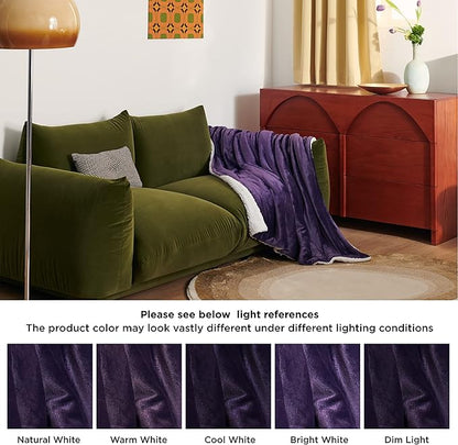 Bedsure GentleSoft Sherpa Fleece Throw Blanket for Couch - Thick and Warm Throw for Girls and Women, Soft Fuzzy Plush Blanket for Winter, Purple, 50x60 Inches