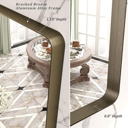 40x36 Bronze Bathroom Mirror, Brushed Metal Bathroom Vanity Mirrors for Wall, Rounded Corner Bronze Rectangle Mirror for Farmhouse, Bedroom, Anti-Rust (Horizontal/Vertical)
