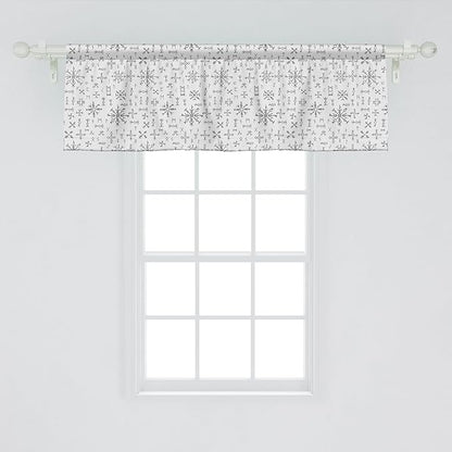 Ambesonne Nordic Window Valance, Viking Runes and Talismans Scandinavian Symbols with The Futhark Alphabet, Curtain Valance for Kitchen Bedroom Decor with Rod Pocket, 54" X 18", Dark Grey and White