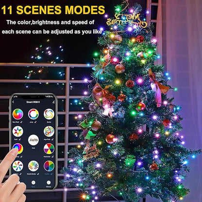 Smart WiFi LED Christmas Lights, APP-Controlled RGB Fairy String Lights, Ideal for Xmas Tree, Garden, Home, Party, Halloween Festival Deco (99ft-300LED)