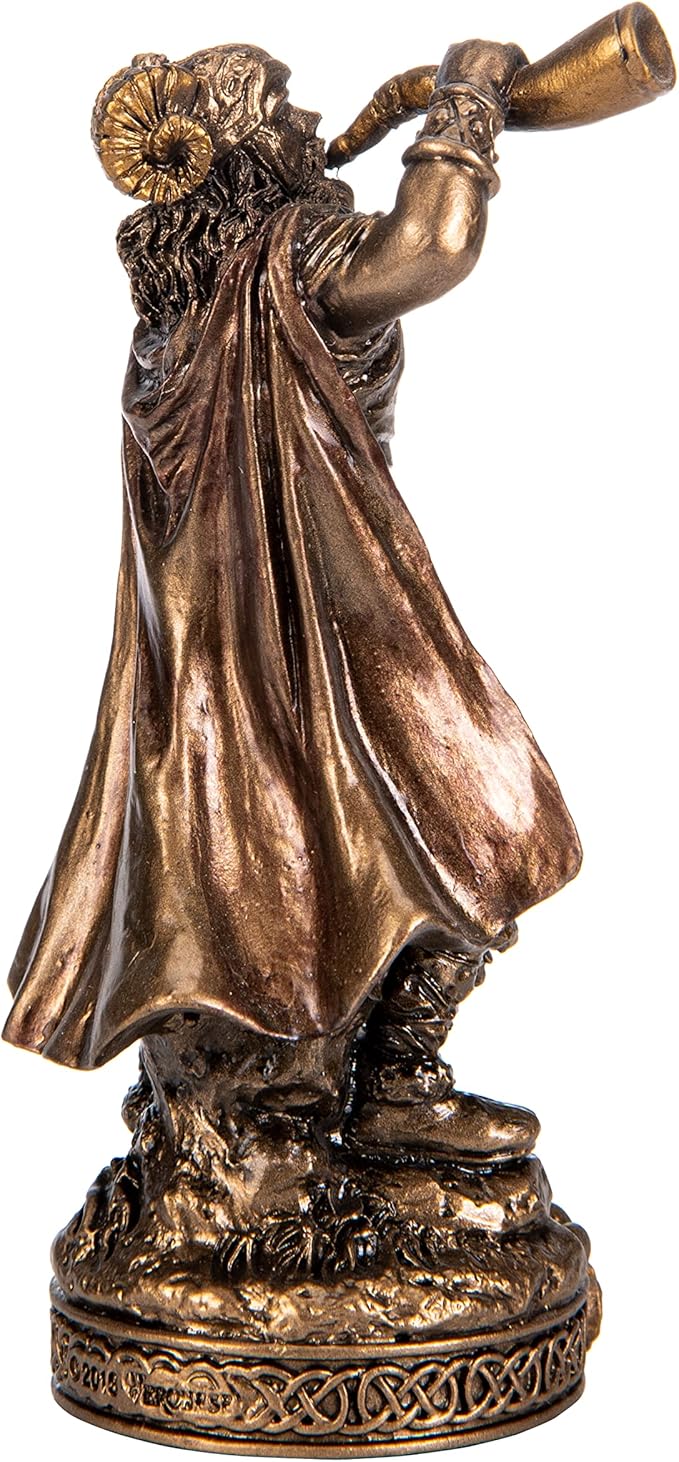 BeautifulGreekStatues Heimdall Scandinavian God Resin Figurines Hand Painted Bronze Miniature Statue 3.3 Inches