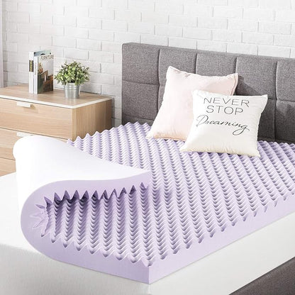Best Price Mattress 3 Inch Egg Crate Memory Foam Mattress Topper with Soothing Lavender Infusion, CertiPUR-US Certified, Dorm Essentials, King
