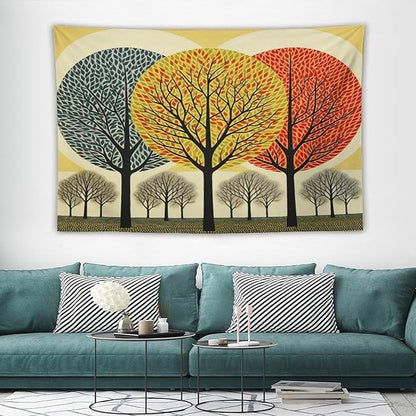 Shabby Chic Trees Wall Tapestries Autumn Nature Forest Wall Hanging Wall Tapestry Aesthetic Landscape Tapestry Wall Hanging for Dorm Living Room 40"x60" Tapestries Winter Snowflake Decorative