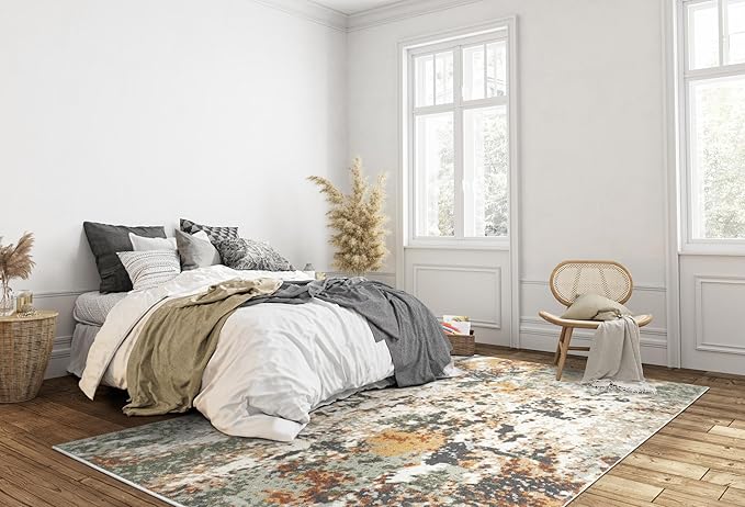 Keen Home Design Area Rugs - 4x6 Non-Shedding, Abstract Rugs for Kitchen, Living Room, Bedroom, Dining Room, Entryway - Size: 4' x 6', Multi
