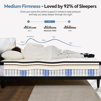 Twin Bed Mattress in a Box, 10 Inch Hybrid Mattress with Individual Pocket Spring & Memory Foam, Soft, Motion Isolation, Medium Firm Comfort for Pressure Relief, CertiPUR-US Certified