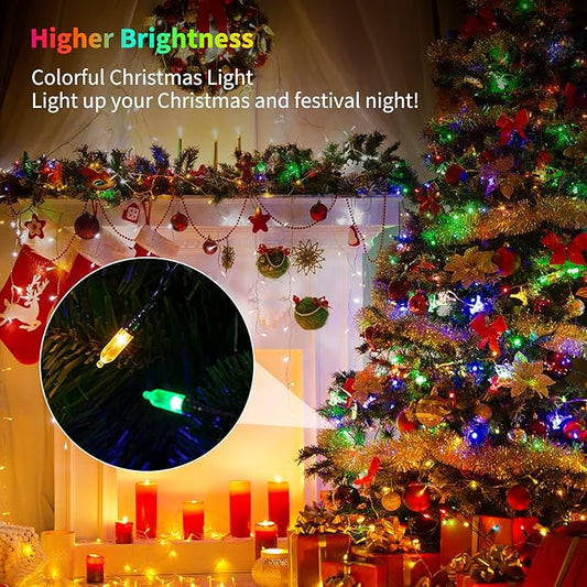 Brightown Christmas Lights 4 Pack 50 LEDs Battery Powered String Lights with Green Wire for Holiday Decorations, Tree Lights, Party, Xmas, Easter, Wedding, Patio, Home Decor, Indoor and Outdoor Use
