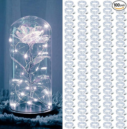 ZGWJ 100 Pack Fairy Lights Battery Operated, 7ft 20 Mini LED Fairy String Lights Silver Wire 4 Modes for DIY, Parties, Wedding, Bedroom, Halloween Christmas Decoration White