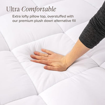 Bare Home Twin Microplush Mattress Topper - Pillow Top Reversible - Soft Mattress Cover - Dual Sided All-Season - 8" to 24" Deep Pocket - Fitted Cover - Dorm Essentials - Plush Mattress Pad (Twin)