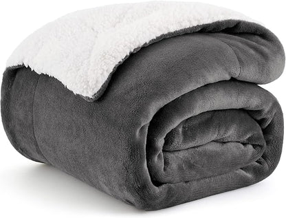 Bedsure GentleSoft Sherpa Fleece Throw Blanket Twin Size for Couch - Thick and Warm Throw for Women and Men, Soft Fuzzy Plush Twin Blanket for Winter, Charcoal, 60x80 Inches