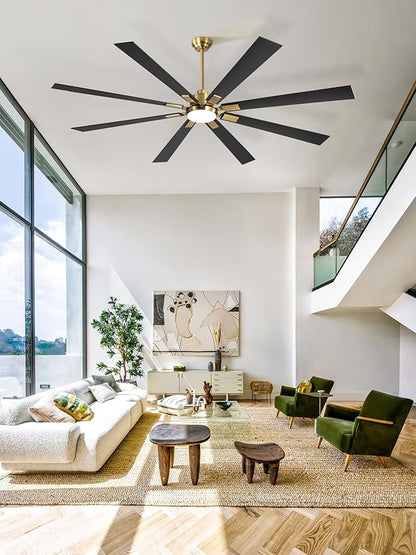 ZMISHIBO 80 Inch Black and Gold Ceiling Fans with Lights and Remote, Indoor/Outdoor Ceiling Fan for Patio Living Room, 6 Speed Reversible Quiet DC Motor, 3 CCT, Dual Finish Blades