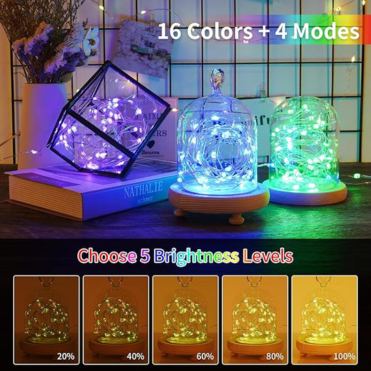 33ft 100LED Fairy Lights Battery Operated, 2 Pack 16.5ft 16 Color Changing String Lights with Remote Timer, RGB Waterproof Twinkle Lights for Indoor Outdoor Room Garden Yard Gift Party Christmas Decor