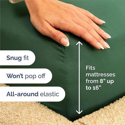 Split King 7 Piece Sheet Set - Comfy Breathable & Cooling - Ultra Soft Hotel Luxury Bedding Set w/ 8-16 Inch Deep Pockets - 1 Flat & 2 Fitted Sheet & 4 Pillowcases - Wrinkle Free & Easy Care - Emerald