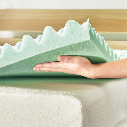 Mellow 1.5 Inch 5-Zone Memory Foam Mattress Topper, Calming Aloe Infusion, Dorm Essentials, Full
