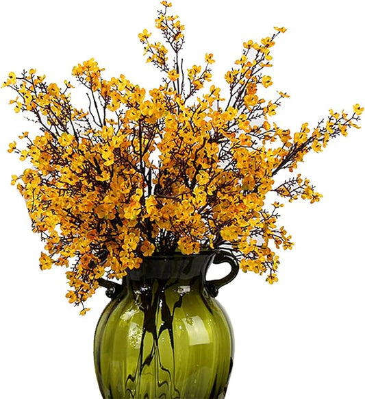 JAKY-Global Babys Breath Fabric Cloth Artificial Flowers 9 Bundle European Fake Silk Plants Decor Wedding Party Decoration Bouquets Real Touch DIY Home Garden (Yellow Orange 9pcs)