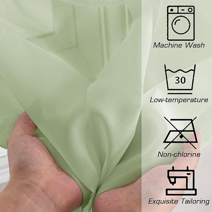 OWENIE Sheer Curtains 78 inches Long 2 Panels Set for Bedroom Living Room, Soft Solid Living Room Rod Pocket Light Filtering Curtains, 2 Pcs Each 42“ W x 78" L, Light Green