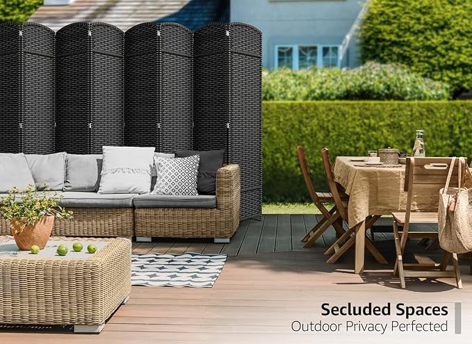 Sorbus 8 Panel Room Divider 6 ft. Tall - Privacy Screen, Extra Wide Double Hinged Panels, Mesh Hand-Woven Design, Partition Room Dividers and Folding Privacy Screens, Wall Divider for Room Separation