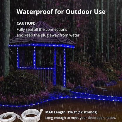 LED Rope Lights, 33Feet Blue Flat Flexible Strip Light, Plug in Novelty Lighting, Connectable and Waterproof for Home Christmas Holiday Garden Patio Party Decoration