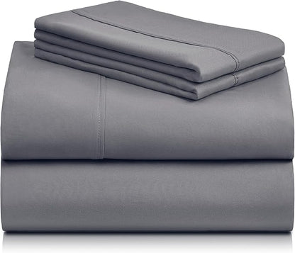 LuxClub Twin Sheets - Soft Kids Bed for Boys and Girls, 3 PC Deep Pockets Wrinkle Free Fitted Machine Washable Hotel Bedding Silky Soft- Light Grey