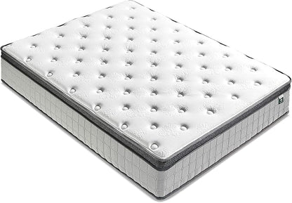 ZINUS 12 Inch Comfort Support Cooling Gel Hybrid Mattress, Queen, Euro Top Innerspring Mattress, Motion Isolating Pocket Springs, Mattress in A Box