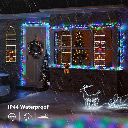 Toodour LED Christmas Light - 2.5FT Christmas Decorative Ladder Lights with Santa Claus, Xmas Decorations Light for Indoor Outdoor, Window, Garden, Home, Wall, Xmas Tree Decor - Red & Green