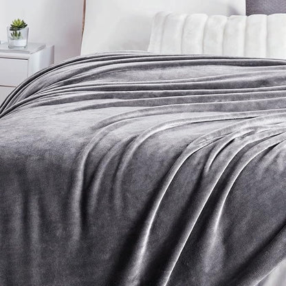 Walensee Fleece Blanket Plush Throw Fuzzy Lightweight (Queen Size 90x90 Dark Grey) Super Soft Microfiber Flannel Blankets for Couch, Bed, Sofa Ultra Luxurious Warm and Cozy for All Seasons