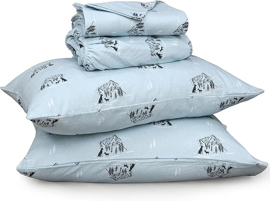 RUVANTI Flannel Sheets Twin XL Size - 100% Cotton Double Brushed Twin XL Sheet Sets, Deep Pockets 16 Inches, All Seasons Breathable & Extra Soft Bed Sheets, Warm & Cozy, 3 Piece, Soul Dog