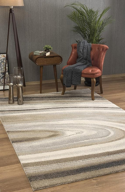 RUG BRANCH New Zealand Plush 5' x 8' (5'3" X 7'5") Scandinavian Indoor Area Rug, Contemporary, Cream Beige - Living Room, Bedroom, Dining Room, and Kitchen