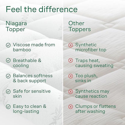 Ultra Soft California King Size Mattress Topper - Viscose Made from Bamboo Pillow Top Mattress Pad for Back Pain Relief - Naturally Cooling for Hot Sleepers, White