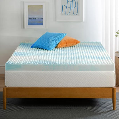 ZINUS 4 Inch Swirl Gel Cooling Memory Foam Mattress Topper, Smaller, More Convenient WonderBox Packaging, Cooling, Airflow Design, CertiPUR-US Certified, King