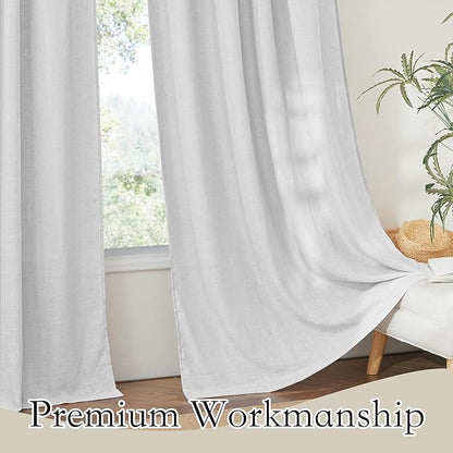 RYB HOME Linen Textured Curtains Semi Sheer Window Curtains Light Filtering Ariy Privacy Sheers for Bedroom Living Room Bathroom Patio Door, Dove Grey, 52 inch Wide x 72 inch Long, 2 Panels