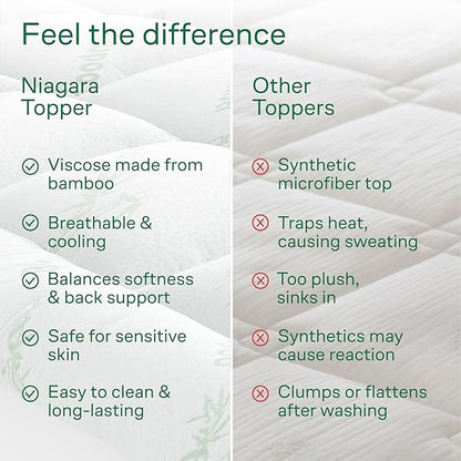 Ultra Soft Full XL Size Mattress Topper - Viscose Made from Bamboo Pillow Top Mattress Pad for Back Pain Relief - Naturally Cooling for Hot Sleepers, Green