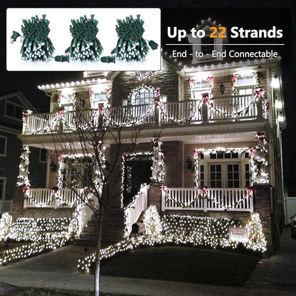 Brizled Cool White Christmas Lights, 33ft 100 LED Christmas Tree Lights, 5mm Wide Angle Xmas Light, Connectable 120V UL Certified Xmas Light String for Tree Party Wedding Home Indoor Outdoor Decor