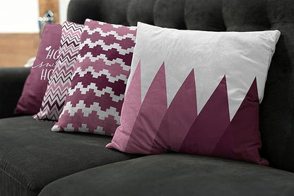 Ambesonne Modern Throw Pillow Cushion Case Pack of 4, Geometric Style Pattern of Triangles Zigzags Love Home Phrase Print, Modern Accent Double-Sided Digital Printing, 16", Dried Rose and Pale Pink