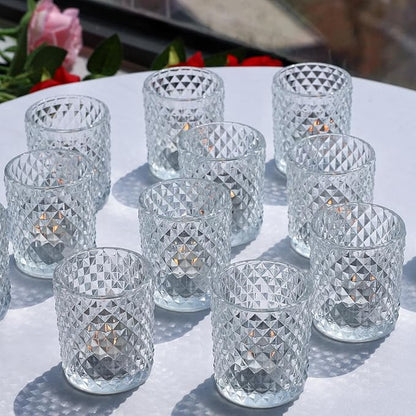Woho 24pcs Clear Votive Candle Holders, Glass Tea Lights Candle Holder for Wedding Decor, Tealight Candle Holder for Gift Home Decoration