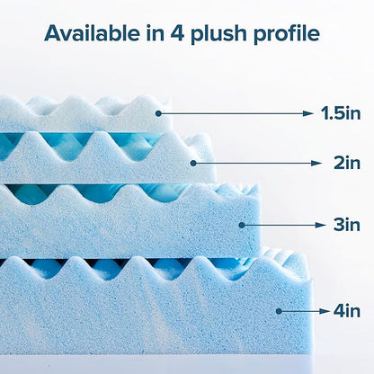 ZINUS 3 Inch Swirl Gel Cooling Memory Foam Mattress Topper, Smaller, More Convenient WonderBox Packaging, Cooling, Airflow Design, CertiPUR-US Certified, Queen