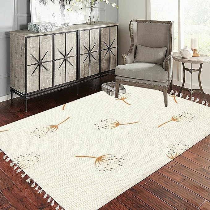 Boho Rug Gender Neutral Baby Floral Whimsical Earthy Scandinavian Chic Area Rug Washable Hallway Runner Rug Mat Pad Minimalist Nursery Decor for Living Room Bedroom Playroom Classroom