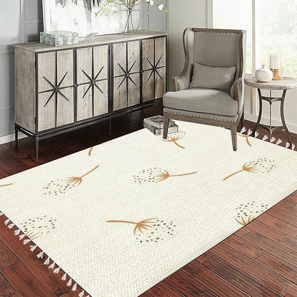 Boho Rug Gender Neutral Baby Floral Whimsical Earthy Scandinavian Chic Area Rug Washable Hallway Runner Rug Mat Pad Minimalist Nursery Decor for Living Room Bedroom Playroom Classroom