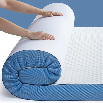PERLECARE 4 Inch Firm Mattress Topper Queen, Cooling Gel-Infused & Bamboo Charcoal Memory Foam Bed Topper for Pressure Relief, High-Density Mattress Pad with Removable Cover, CertiPUR-US Certified