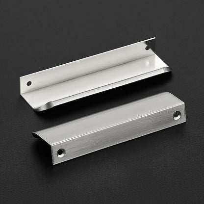 Ravinte Hardware 10 Pack Silver Cabinet Handles, 5 Inch (128mm) Finger Edge Pulls, 4 Inch Hole Center, Finger Pulls for Cabinets