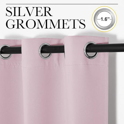 NICETOWN Blackout Draperies Curtains for Girls Room, Nursery Essential Thermal Insulated Grommet Blackout Panels (Lavender Pink, 1 Pair, 34" x 54")
