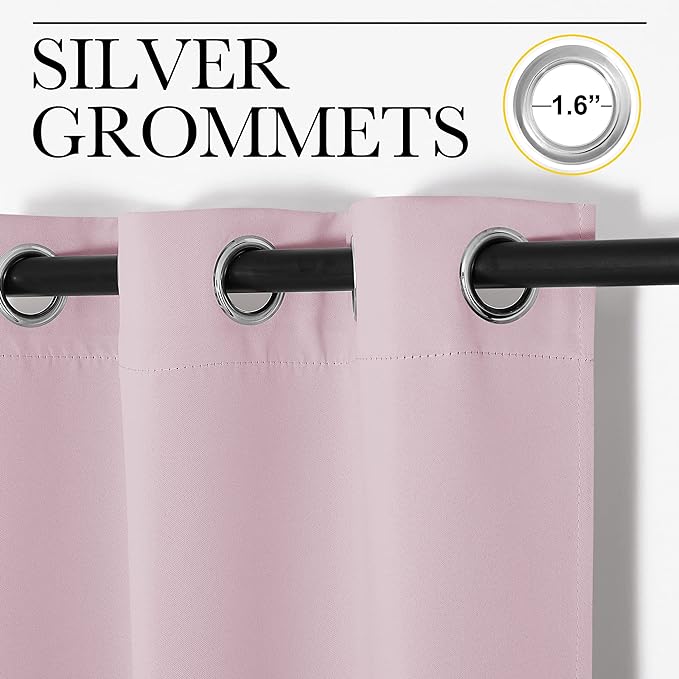 NICETOWN Baby Pink Blackout Curtains 102 inches Length for Living Room, 2 Panels, 55" Wide, Thermal Insulated Long Drapes for Large Window