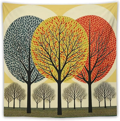 MaSiledy Shabby Chic Trees Tapestries Autumn Nature Forest Bedroom Tapestries Landscape Tapestry Wall Hanging Decor for Bedroom 60"x60" Bedroom Xmas Tapestry for Bedroom Christmas Backdrop