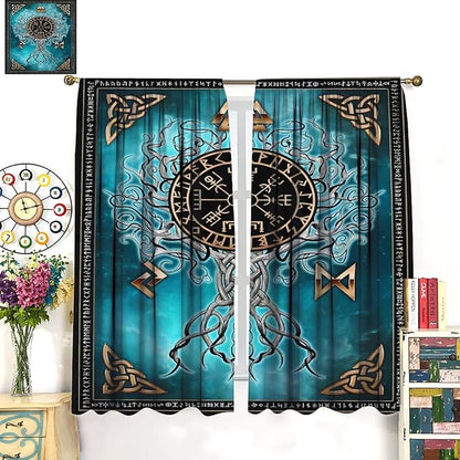 Viking Curtains Viking Totem Curtains Ancient Scandinavian Bedroom Living Room Decoration 2 Panel Groups W42 * L45 Inch