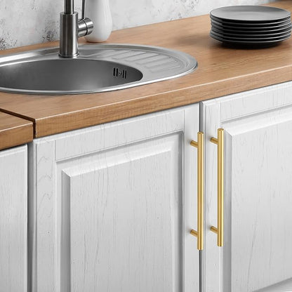JOY DECOR 45 Pack Cabinet Handles, Gold Cabinet Pulls, 7-1/2 in Hole Center Kitchen Cabinet Handles, Stainless Steel T Bar Handles for Dresser Drawers