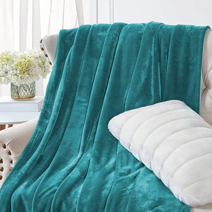 Walensee Fleece Blanket Plush Throw Fuzzy Lightweight (Throw Size 50x60 Teal) Super Soft Microfiber Flannel Blankets for Couch, Bed, Sofa Ultra Luxurious Warm and Cozy for All Seasons