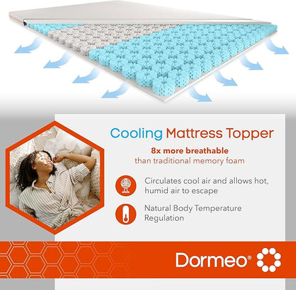 Dormeo RV Short Queen Cooling Mattress Topper, 3-Inch with Octaspring® Technology for Optimal Back Support, Medium Firmness