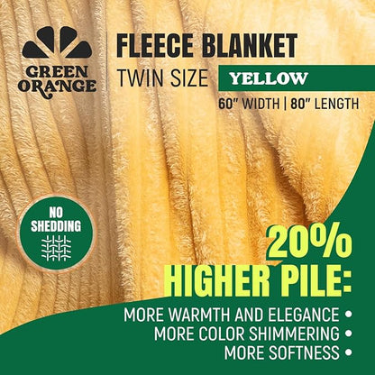 GO Premium Ultra Soft Twin Blanket for Couch - Yellow Fleece Blanket for Living Room, Bedroom, Home Decor - Small Couch Blanket for Men, Women (60x80 Inches)