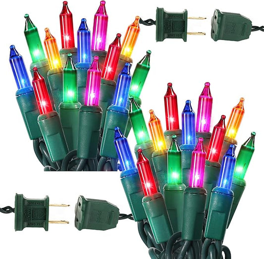 BrizLabs Colored Christmas Lights, 139.2ft 600 Count Christmas Tree Lights, 120V UL Certified Connectable Incandescent Mini Light String Set for Outdoor Indoor Xmas Party Garden Home Decor